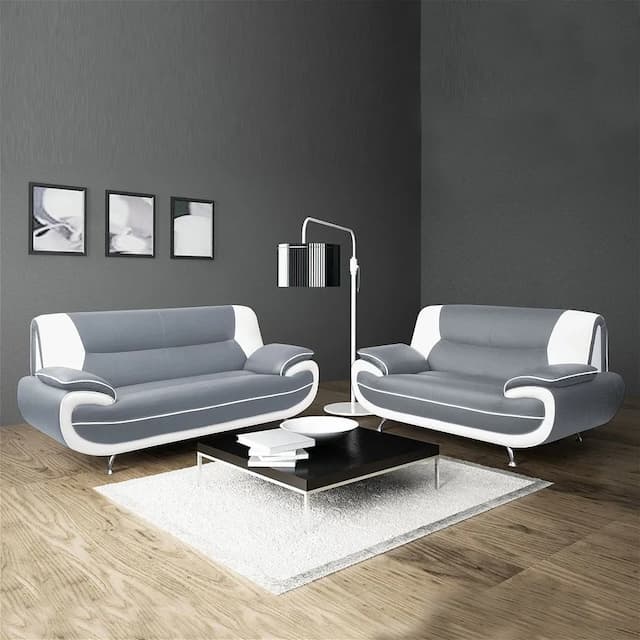 Alzira Grey/White Sofa Set