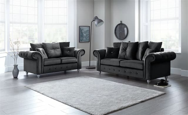 Raton Black 3 Plus 2 Sofa Set