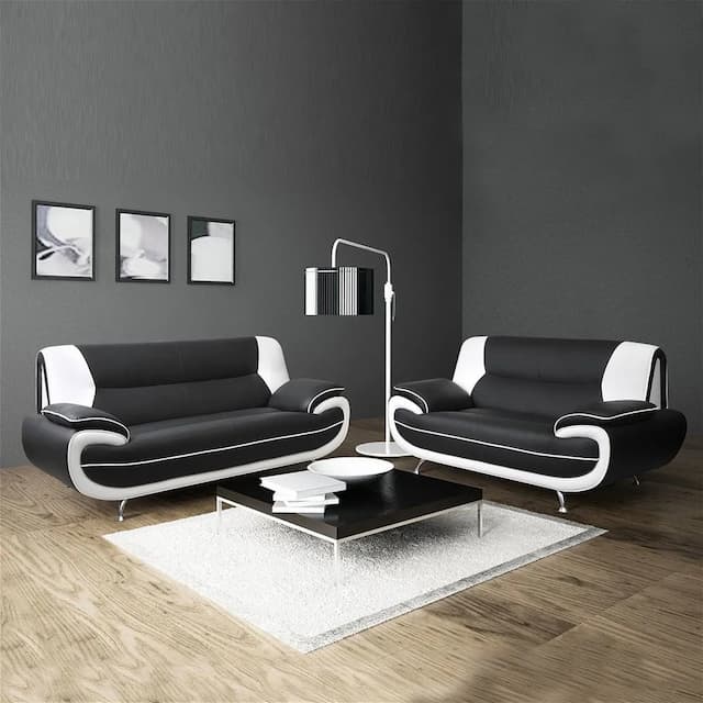 Alzira Black/white Sofa Set