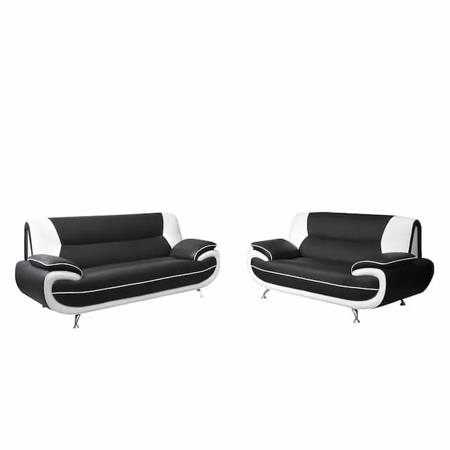 Alzira Black/white Sofa Set