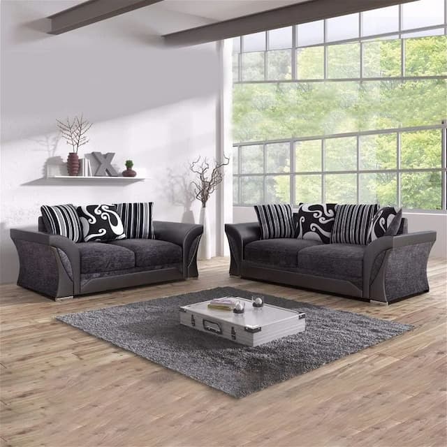 Huslia Grey 3 Plus 2 Sofa Set