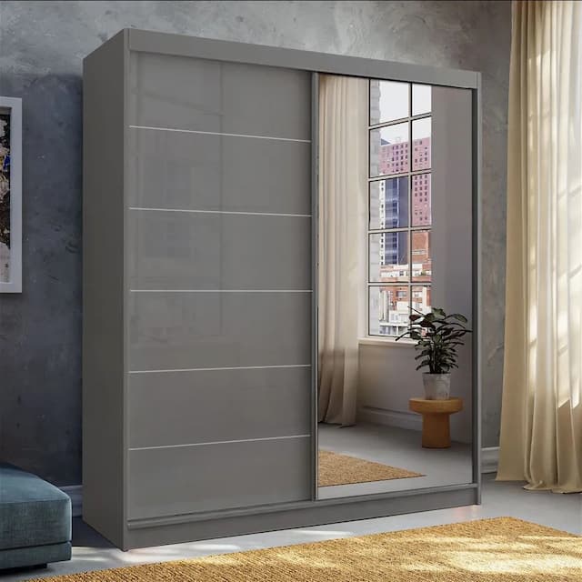 Infinity Grey High Gloss Wardrobe