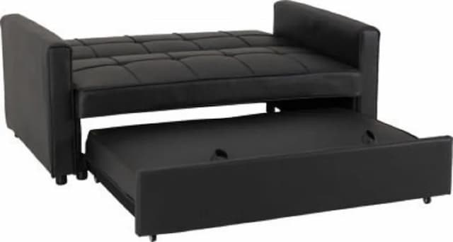 Black 2 Seater Faux Leather Sofa Bed