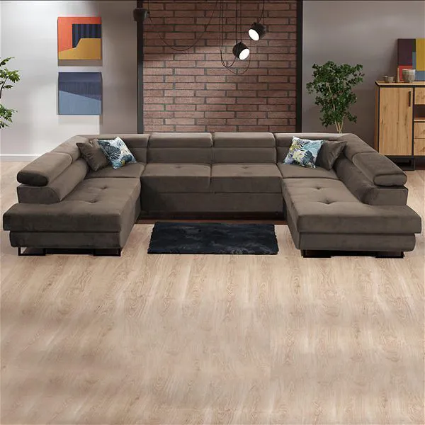 Takum Brown U-Shaped Sofa Bed