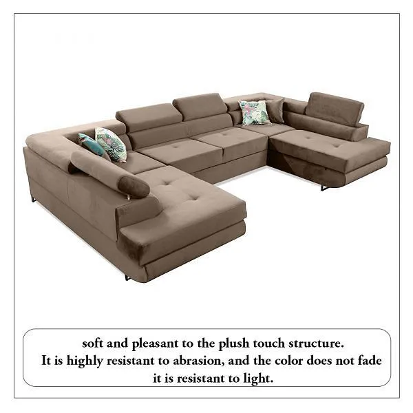 Takum Brown U-Shaped Sofa Bed