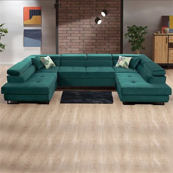 Takum Green U-Shaped Sofa Bed