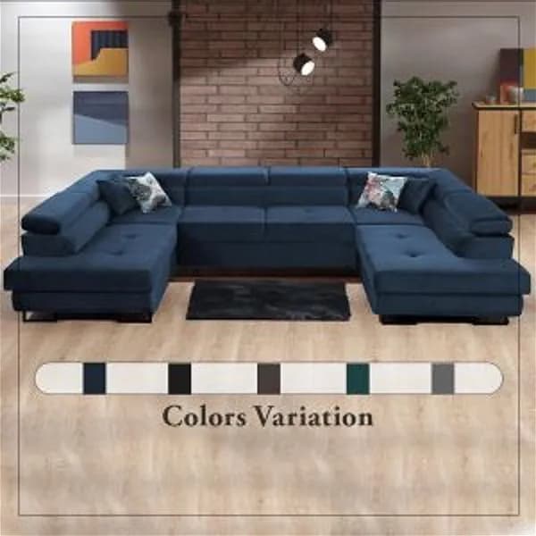 Takum Blue U-Shaped Sofa Bed