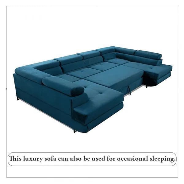 Takum Blue U-Shaped Sofa Bed