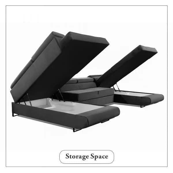 Takum Black U-Shaped Sofa Bed