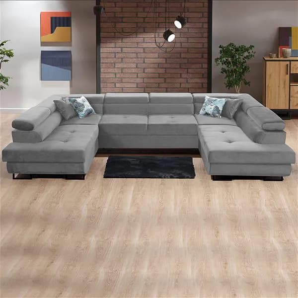Takum Grey U-Shaped Sofa Bed