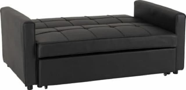 Black 2 Seater Faux Leather Sofa Bed