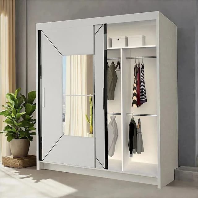 Nicole II  Sliding Wardrobe White