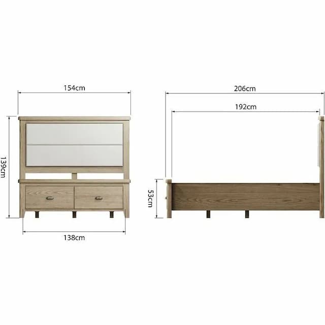 Mocardy Oak Double Bed