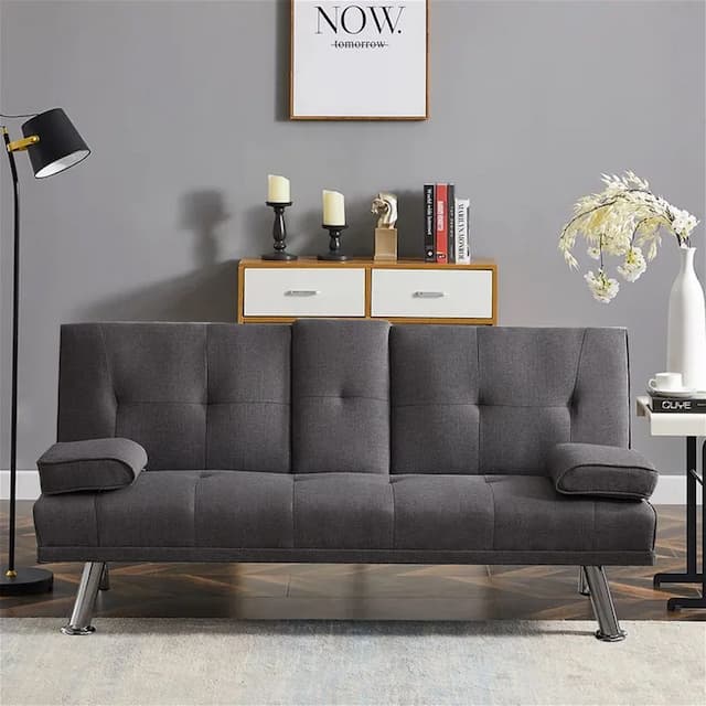 3D Fabric 3 Seater Sofa Bed Grey