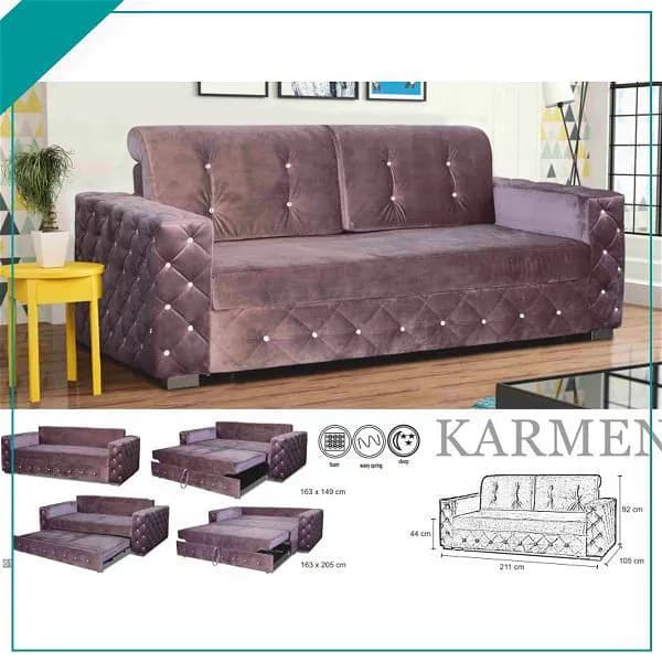Talaya Pink 3-Seater Sofa Bed
