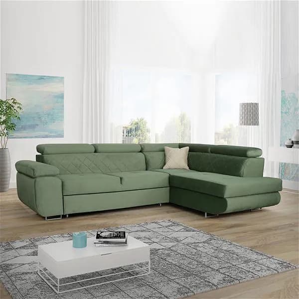 Ameca Green Corner Sofa Bed