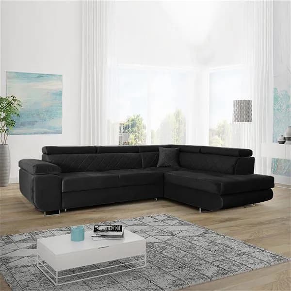 Ameca Black Corner Sofa Bed