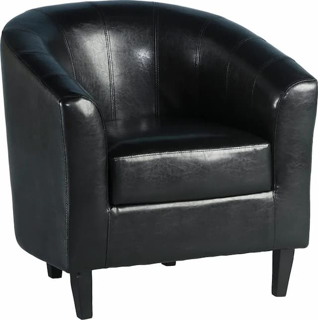 Tub Chair Black Faux Leather