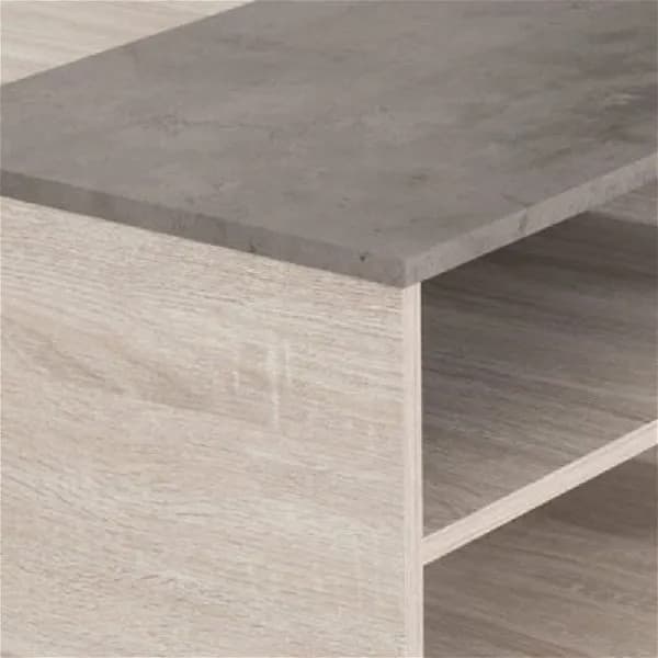 Coffee Table White & Oak Stone Effect