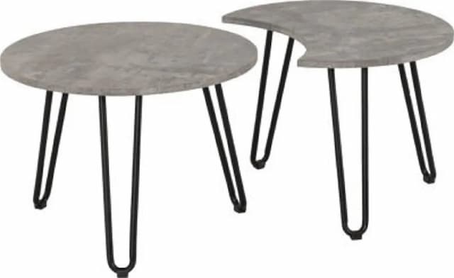 Duo Coffee Table Set Concrete Effect Black