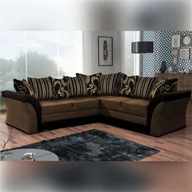Geilo Beige and Brown Corner Sofa Bed