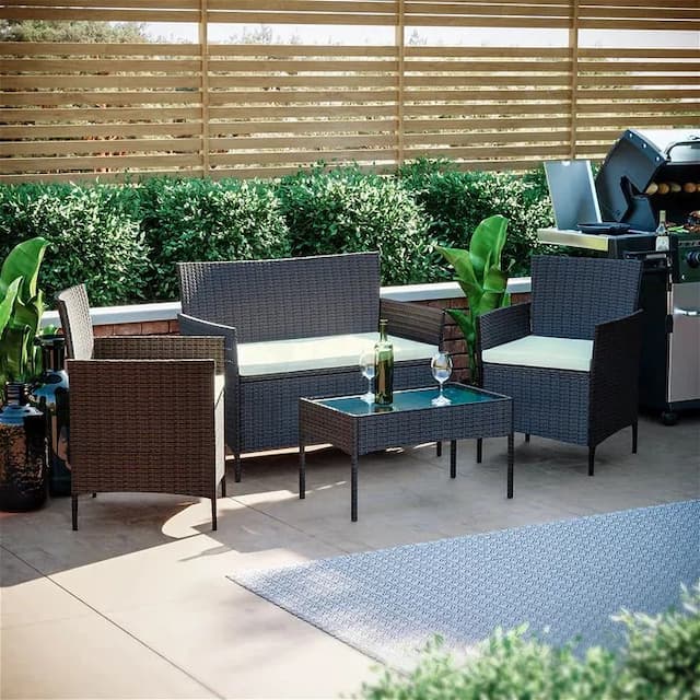 Rattan Bistro Set Brown