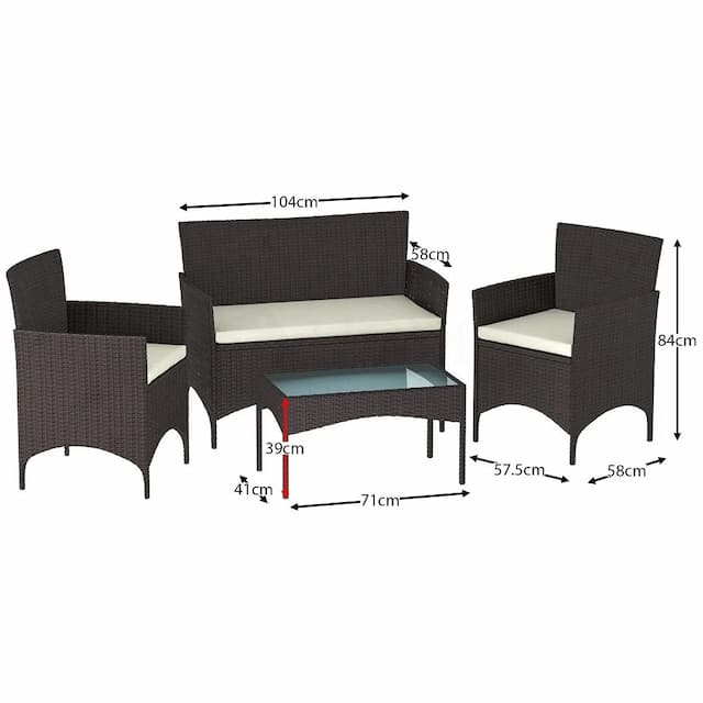 Rattan Bistro Set Brown