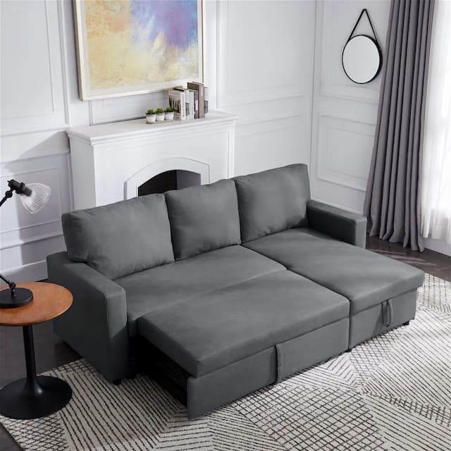 L Shaped Corner Sofa Bed Grey