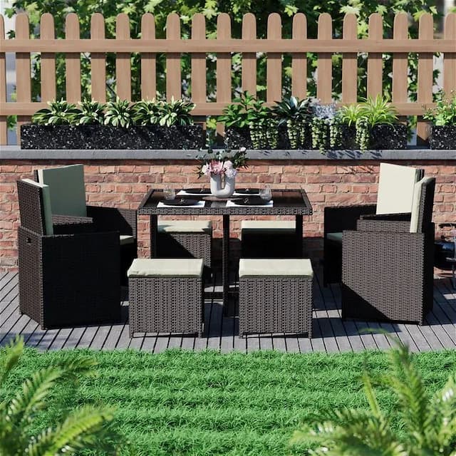 Fort 8 Seater Rattan Set, Brown