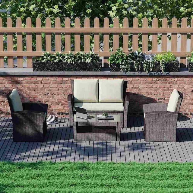 Mortal 4 Seater Rattan Set, Brown