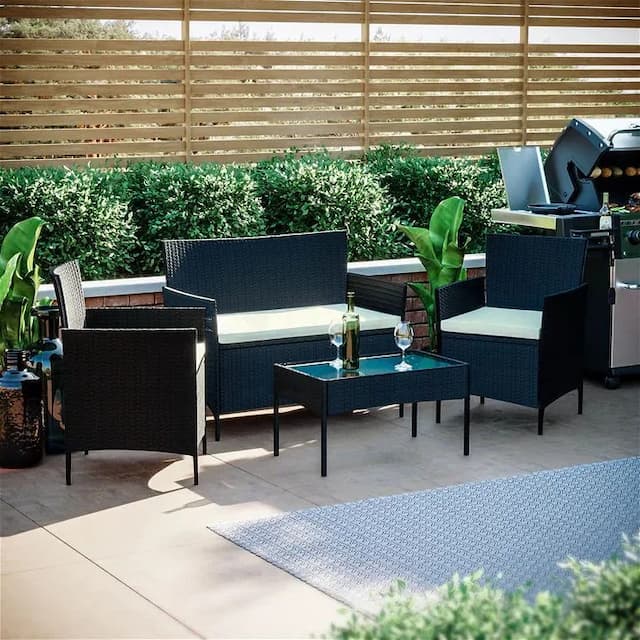 Resto 4 Piece Rattan Set, Grey