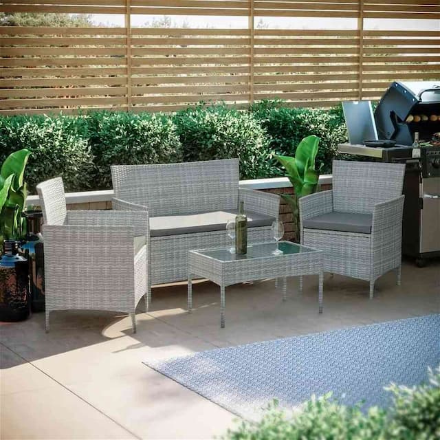 Resto 4 Piece Rattan Set, Grey