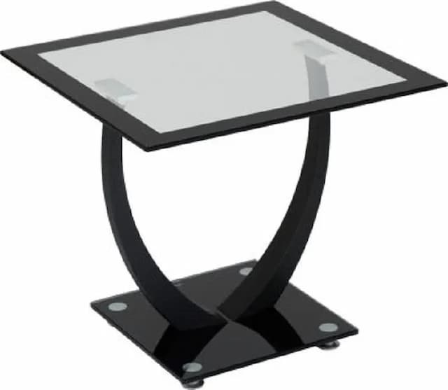 Lamp Table Clear Glass Black Border Black Glass
