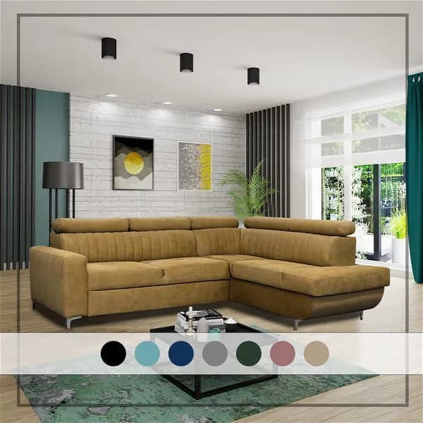 Zarate Mustard L-Shaped Sofa Bed