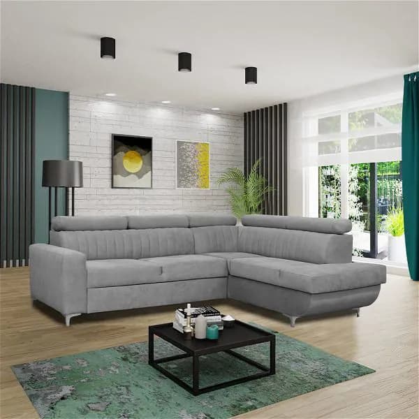 Zarate Grey L-Shaped Sofa Bed