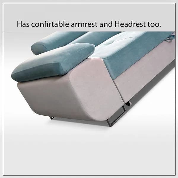 Napar Sky Blue Corner Sofa Bed 