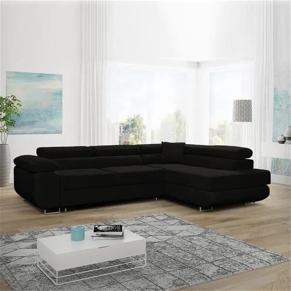 Napar Black Corner Sofa Bed