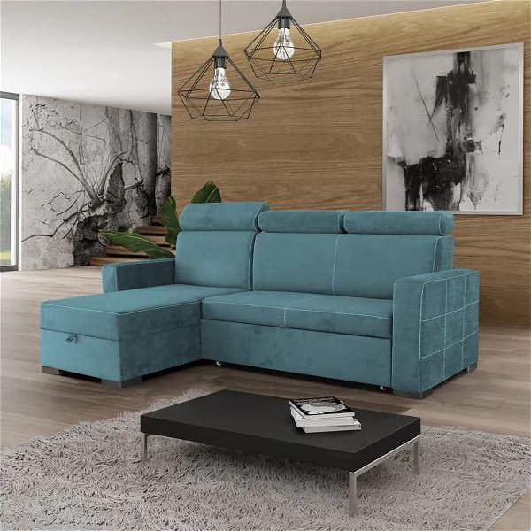 Cust Green L Shape Sofa Bed