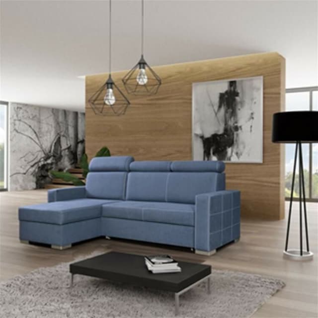 Cust Blue L Shape Sofa Bed