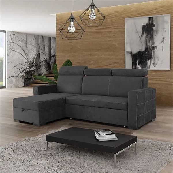 Cust Black L Shape Sofa Bed