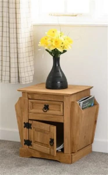 1 Drawer Magazine Table Distressed Waxed Pine