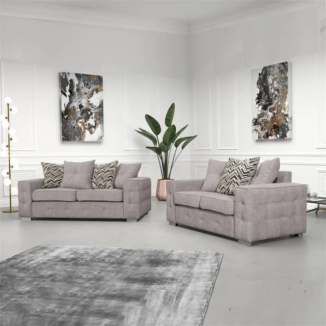 Jiroft Cream 3 Plus 2 Sofa Set