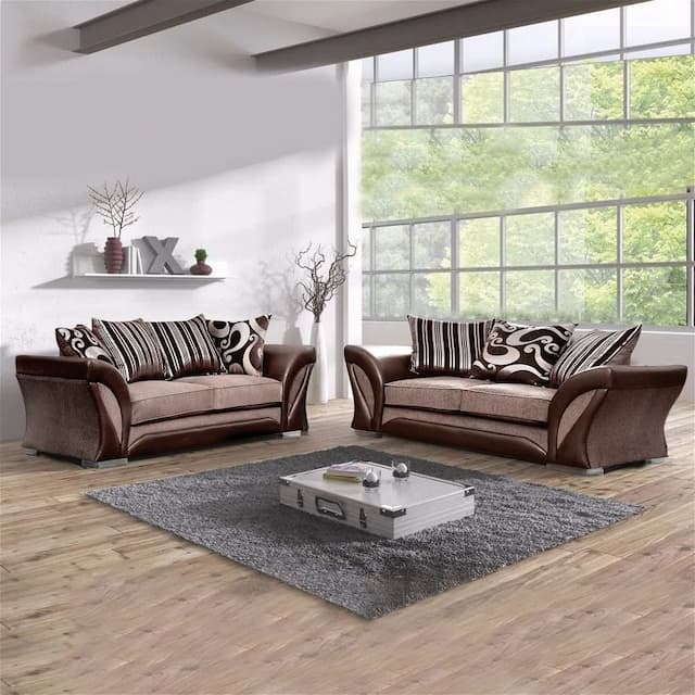 Huslia Brown 3 Plus 2 Sofa Set