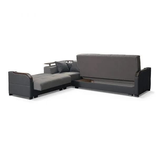 Larvik Grey And Black Corner Sofa Bed