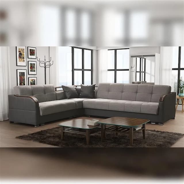 Larvik Grey And Black Corner Sofa Bed