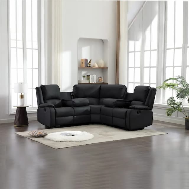 Stella Black Recliner Corner Sofa