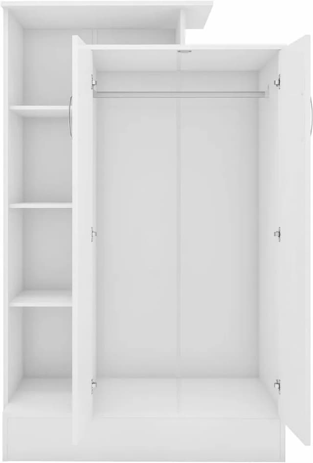 Thurso Open Shelf 2 Door Wardrobe White Gloss