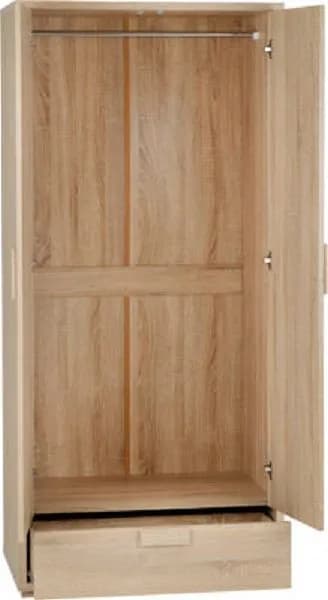 2 Door 1 Drawer Wardrobe Sonoma Oak Effect Veneer