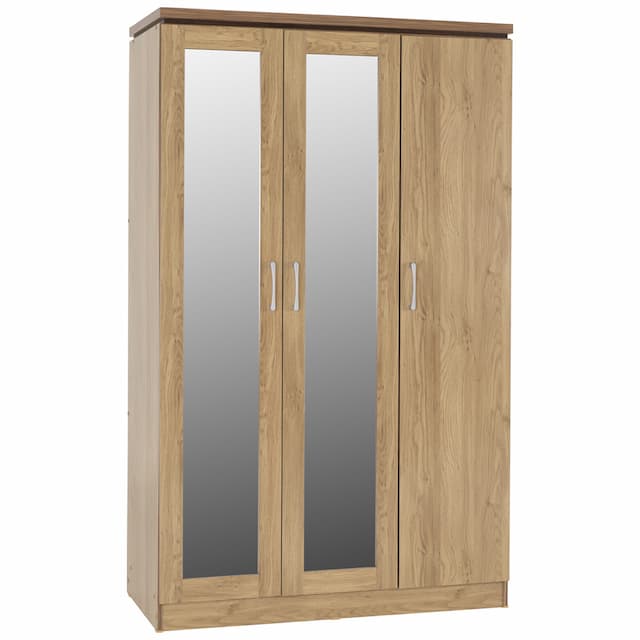 Saco Oak Mirrored Wardrobe