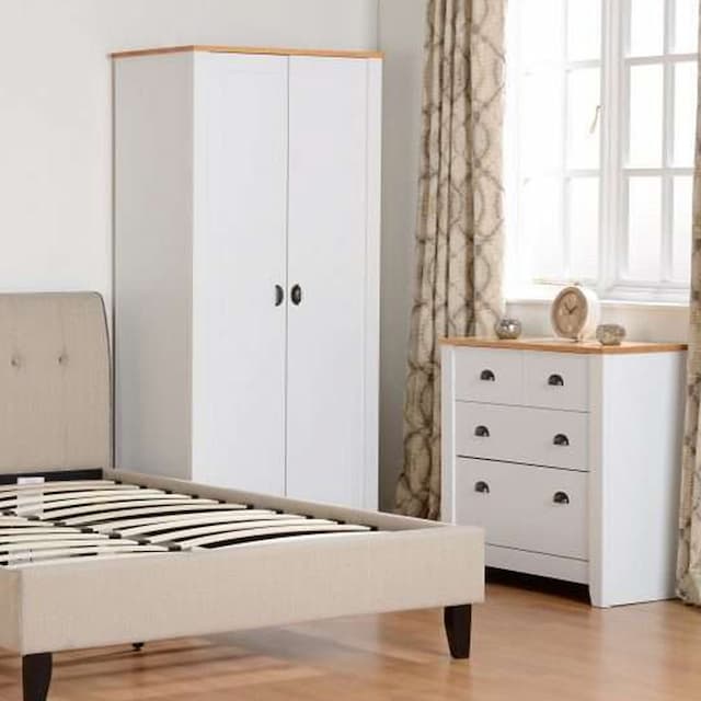 2 Door Wardrobe White And Oak Lacquer